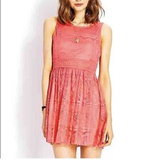 Forever 21 Lace short coral sleeveless mini Dress-small