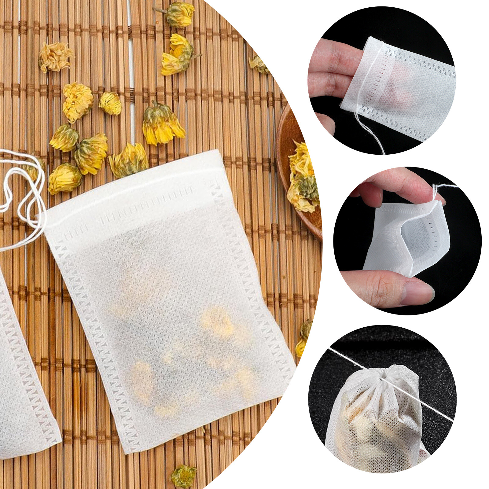 500pcs Disposable Empty Tea Bags Tea Filter Bags Drawstring Seal Tea Infusers
