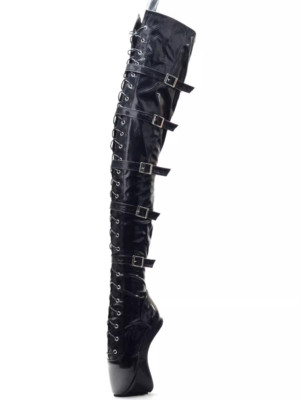 Women Boots Lace Up  Ballet High Heels Fetish Heelless Unisex Dressing Shoes