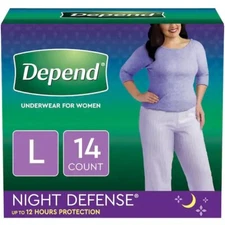 DEPEND NIGHT DEFENSE  INCONTINENCE UNDERWEAR OVERNIGHT PANTS CASE OF 56 LARGE