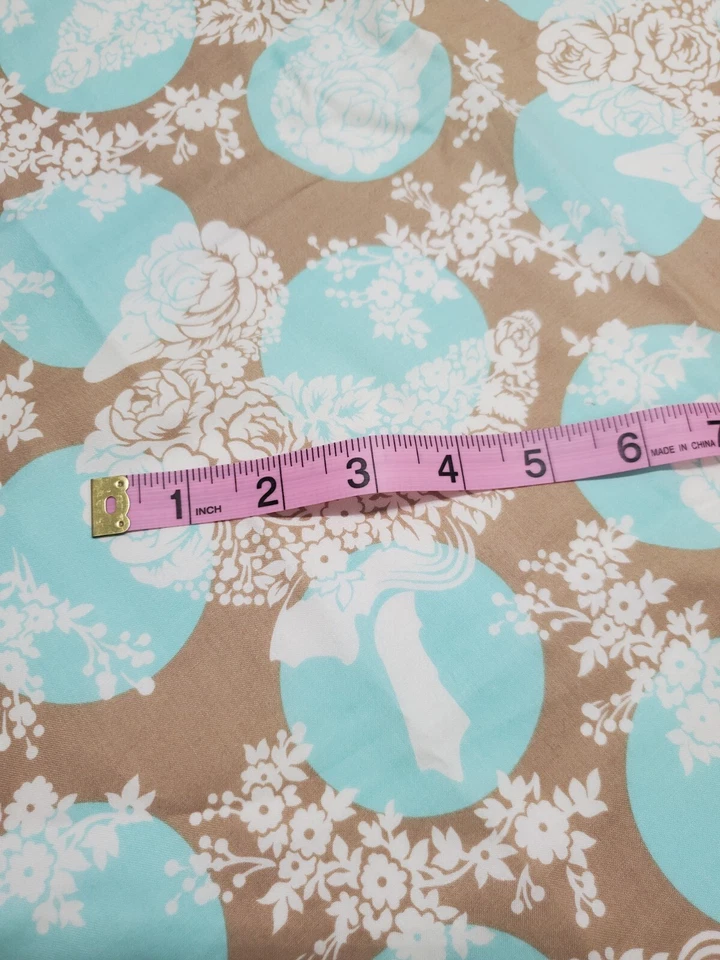 Тульская Розовая ТКАНЬ Hushabye Ducks Aqua Коричневая Шитье Одеяло Рукоделие Больше не издающаяся ТОЛСТАЯ ЧЕТВЕРТЬ - Изображение 2 из 3