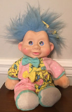 TROLL 12" Soft Body Baby Doll in Pajamas Blue Hair Blue Eyes Vintage 1991
