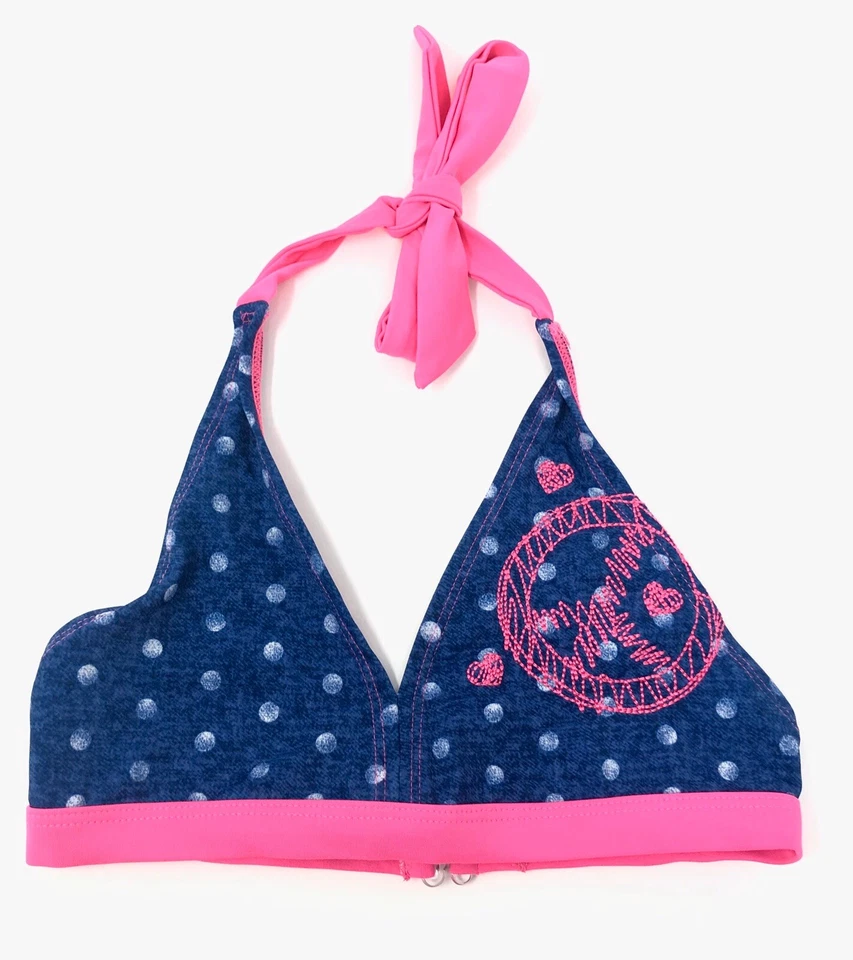 Traje de baño bikini de dos piezas a lunares rosa y azul Justice niñas talla 7 Foto 2 de 4