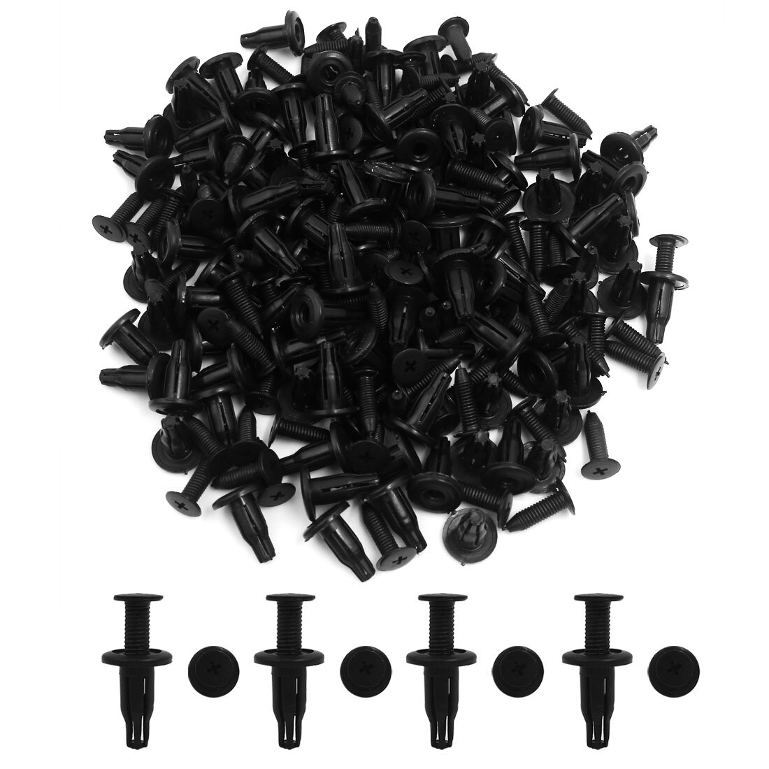 100 Pcs Black Plastic 10mm Hole Dia Trim Panel Fastener Rivet Clip for