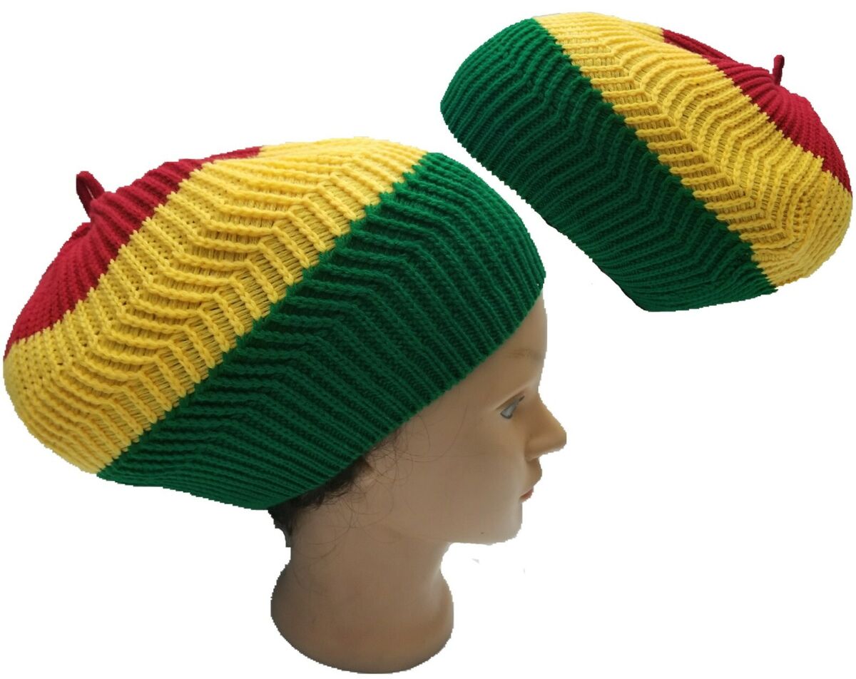 Rasta Dreadlocks Tam Hat Beret Reggae Marley Jamaica Red Yellow M/L | eBay