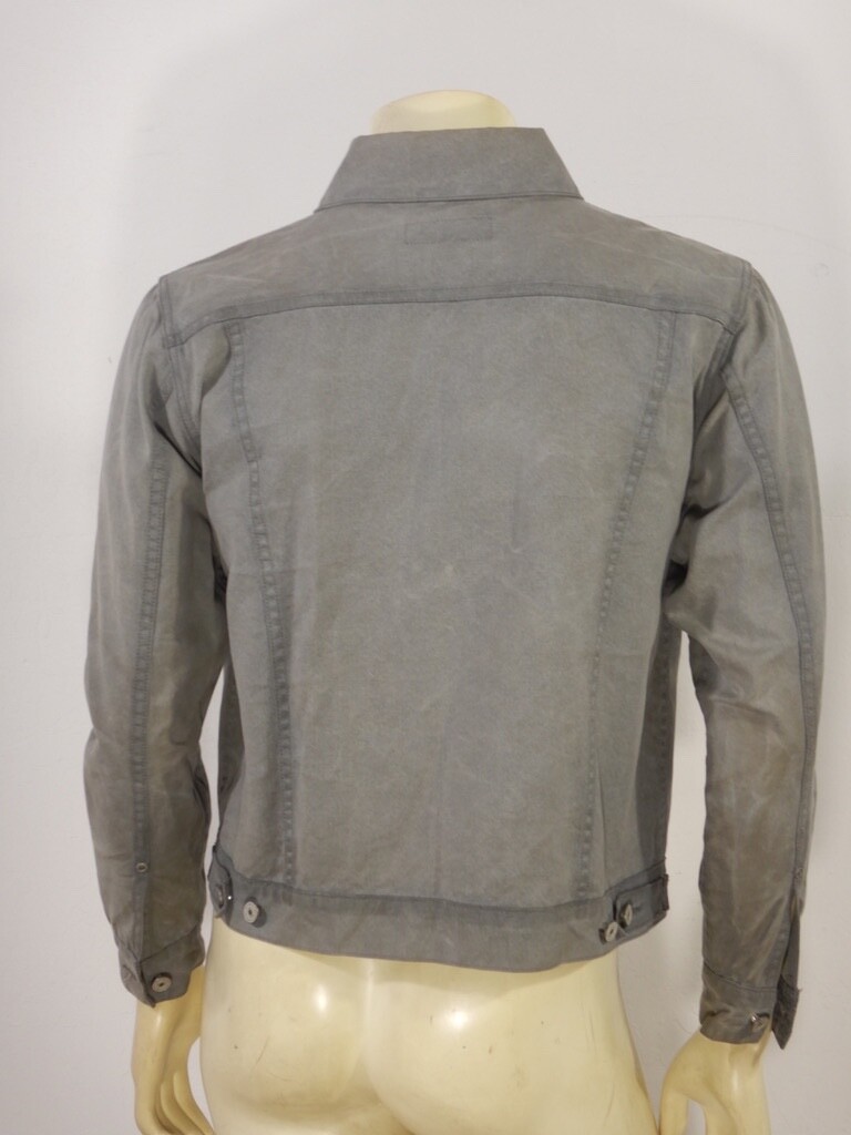 GUSTIN Grey Waxed Canvas Cotton Trucker Jacket CREASE
