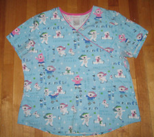 Scrubstar Blue with Polar Bear Pattern Nurses Scrub Top Size L