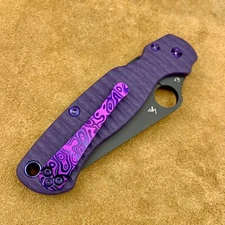Spyderco Paramilitary 2 C81GPBK2 w/ Purple Anso Style Scales & Ti hard S45VN