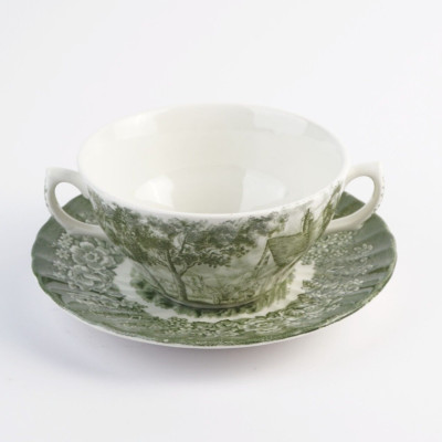 Memory Lane British Anchor Ironstone Grün Suppentasse mit Untertasse