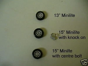 1/43rd scale Minilite wheels by K&R Replicas plain metal or chrome finish
