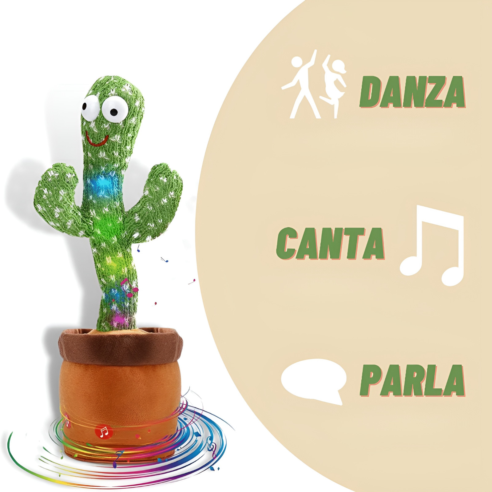 Cactus Ballerino Peluche Parlante Canta Balla Giocattolo Stimola Bambini Bimbi foto 5