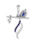 92.5 Silver white flute with peacock feather pendant for women