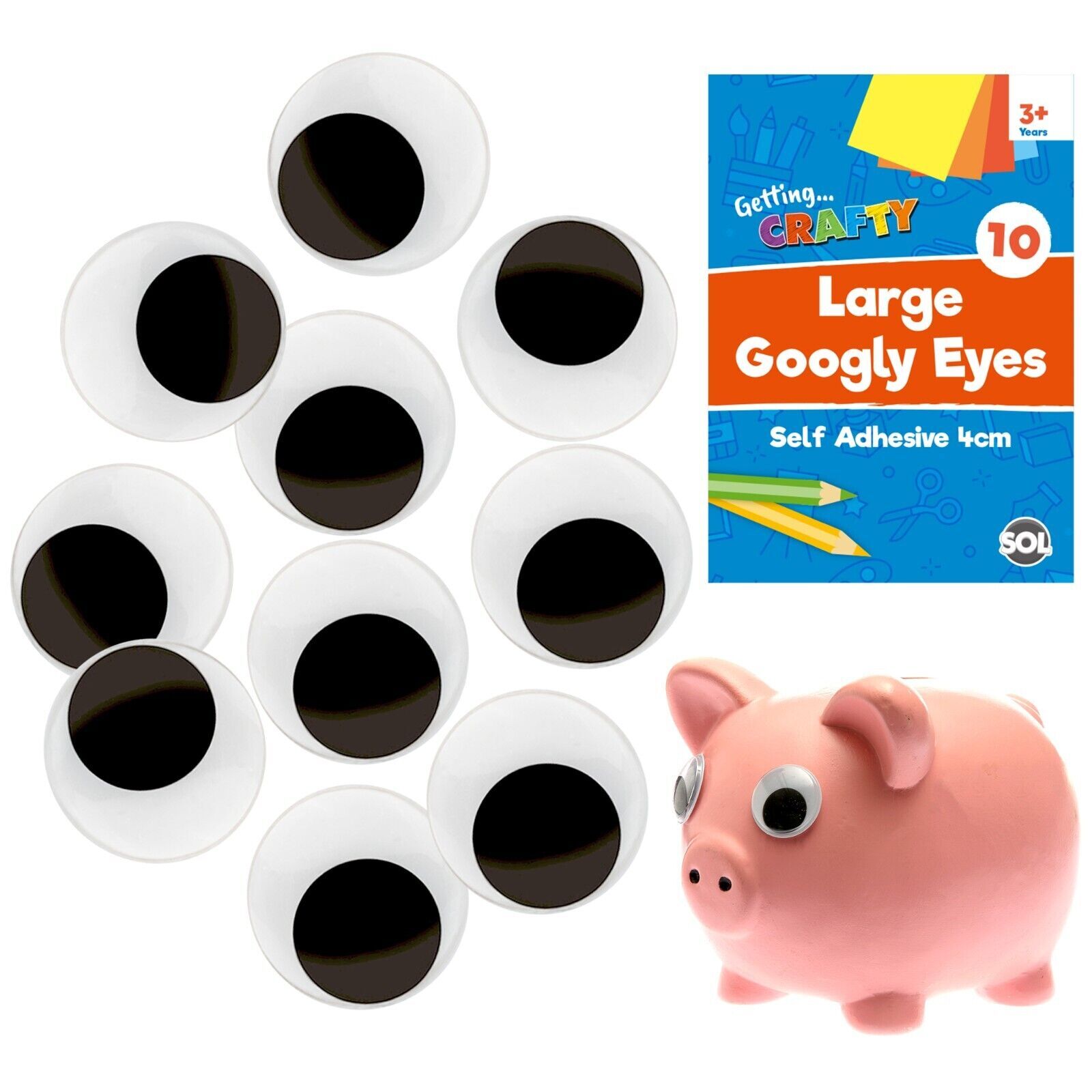 1030 Large Self Adhesive Googly Eyes 40mm Stick On Sticky Wobbly