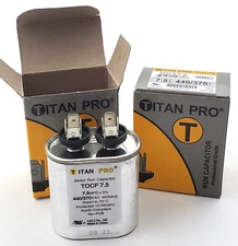 Lot of 2 Titan Pro TOCF7.5 Oval Motor Run Capacitors 7.5MFD 440/370 VAC