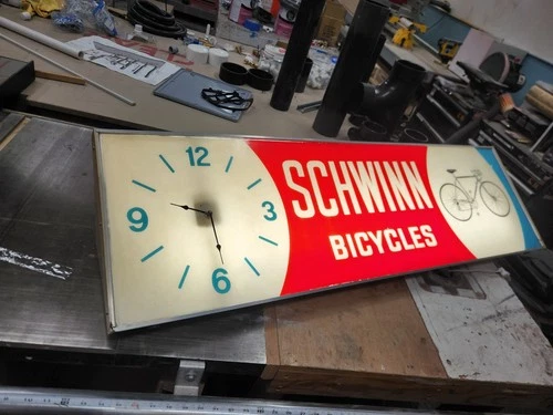 Vintage 1970's Schwinn Bike Shop Dealer Sign with Clock REFURBISHED L.A. Pickup