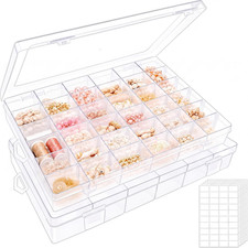 2 Pack Clear Bead Organizer Tackle Box with Adjustable Dividers for Jewelry Art