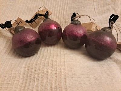 Nkuku Pannee runde Kugeln 4er Set - recyceltes Glas - Rubin