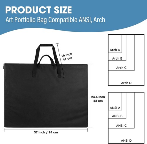 Robuste & leichte Kunst Portfolio Tasche mit Schultergurt 24"x36" - schwarz - Bild 5 von 11