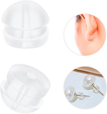 Silicone Earring Backs, Clear Earring Backings, 12PCS Soft Earring Stoppers, Saf
