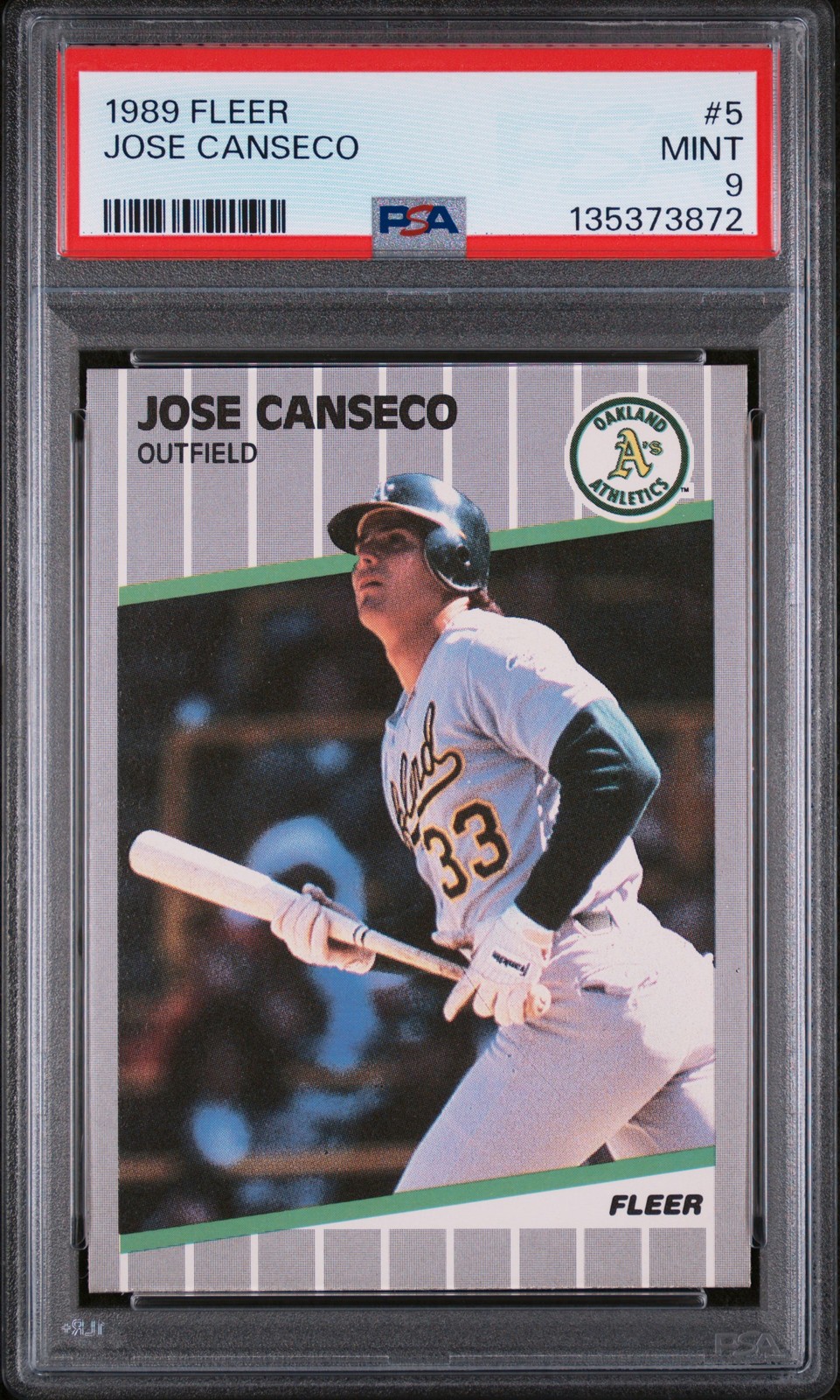 1989 FLEER #5 JOSE CANSECO PSA 9