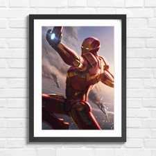 Flying Iron Man Repulsor Beam Original Framed Wall Art Print Large Picture Home