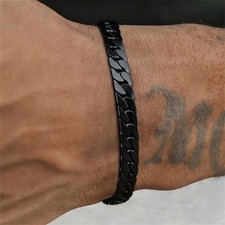 Men's Bracelet - 6mm Flat Cuban Chain Links - Trendy Stainless Steel Jewelry