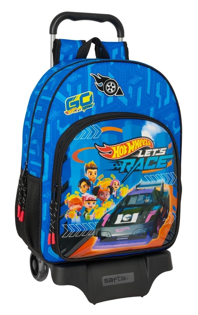 Safta HOT WHEELS LET'S RACE – School Backpack with Trolley 905, Ideal for Childr