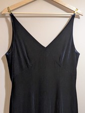 After Six By Ronald Joyce Vintage Velvet Evening Maxi Dress 12 Midnight Blue 