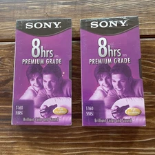 Sony 8 hrs EP T-160 Blank VHS VCR Tapes Premium Grade High Durability LOT OF 2