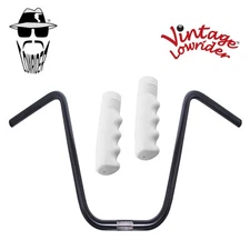 Original Lowrider 13" 22.2 D Handlebar Black 120mm Grips Solid/White