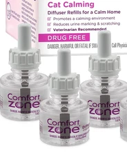 3 Comfort Zone Cat Calming Pheromone Diffuser Vials Refills Cat Anxiety