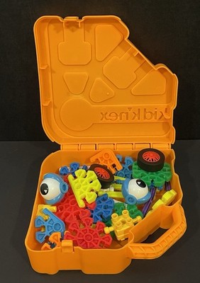 KID K NEX 44 Piece Building Set Toy Lot + Orange Carrying Case