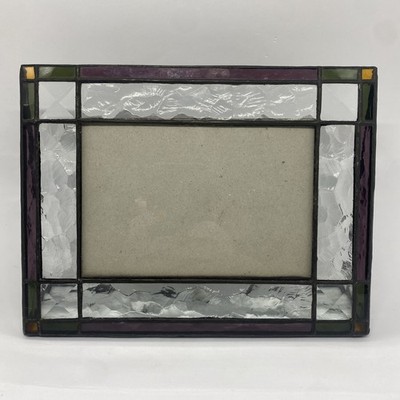 Handcrafted J Devlin Glass Art stained glass picture frame 9  X 7 ,  4X6 Photo 