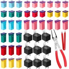 36 Pcs Car Fuse Assortment Kit Fuse and Puller Plier Relay with Small Fuze Re...