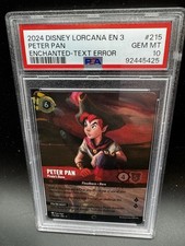 Disney Lorcana Peter Pan Pirate's Bane Enchanted TEXT ERROR 215 PSA 10 GEM MINT
