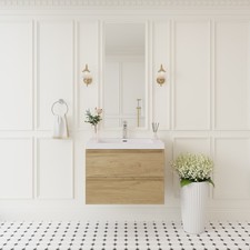 30" Floating Bathroom Vanity with Sink, Modern Wall-Mounted Bathroom Storage V