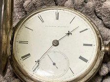 pocket watch ELGIN RAYMOND 69 1869 15 jewels 18s RR RAILROAD sterling HUNTER