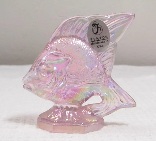 Fenton Pink  Iridescent Glass Sunfish Goldfish Figurine Fish - Mint