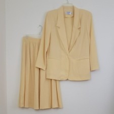 Alfred Dunner Vintage Yellow Skirt Set Blazer 8 Skirt 6 READ Sizes Altered