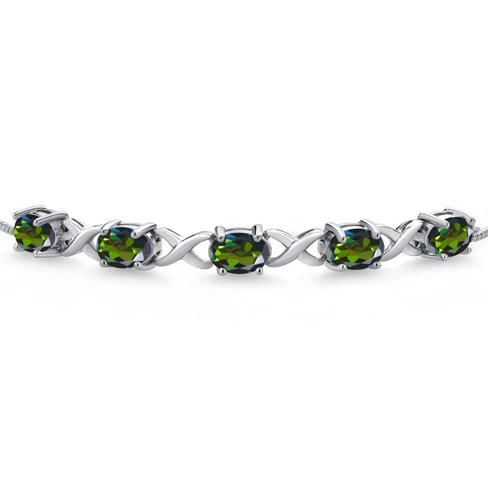 925 Sterling Silver Tourmaline Green Mystic Topaz Bracelet For Women (4.00 - Image 2 of 4