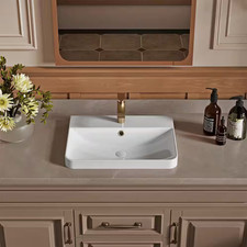 Greenfield 20 In. Rectangular Ceramic Vessel/Drop-In Bathroom Sink in White with