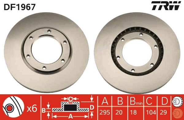 2X Bremsscheibe TRW DF1967 FüR K160 W260 Patrol GR Nissan 3 Hardtop Station W160-image