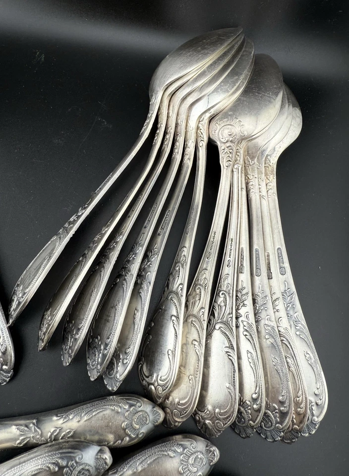 Винтажный русский посеребренный обеденный набор столовых приборов Melchior 1970-е на 12 персон - Изображение 4 из 4