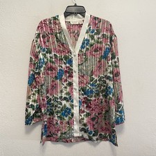VICTORIAS SECRET Vtg Gold Label Button Down Floral Night Gown Shirt Small NEW