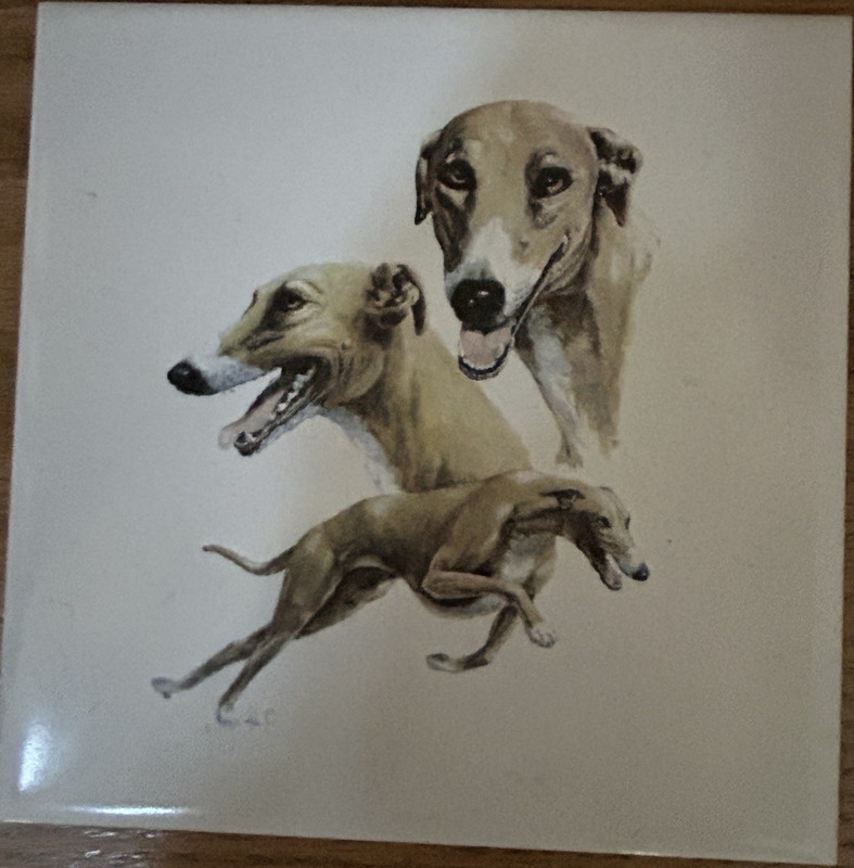 Greyhound Dog Art Tile Collectible Decorative Ceramic Artwork for Dog Lovers