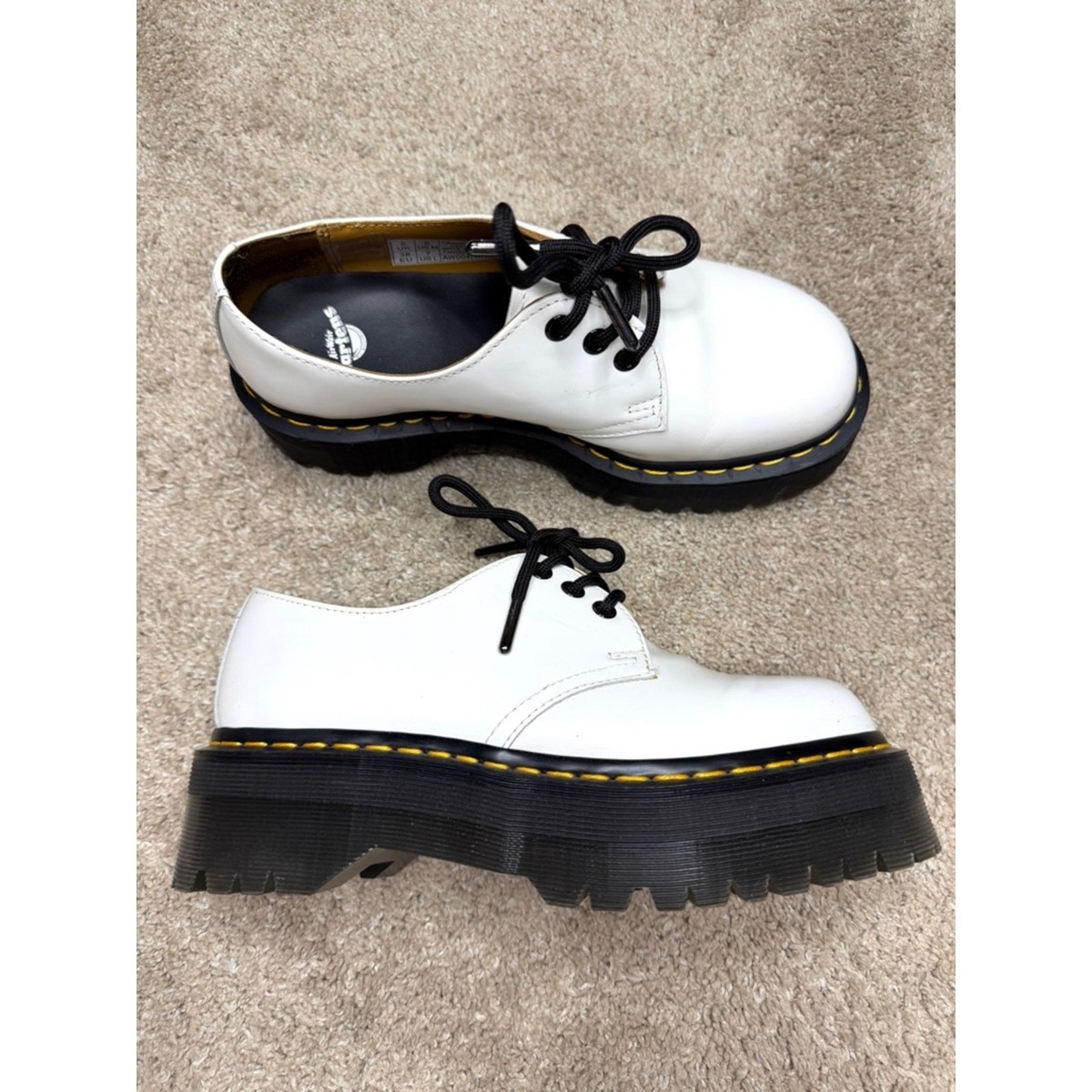 DR. MARTENS 1461 Quad Platform Shoes Oxford White Smooth  display picture 1