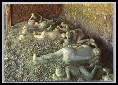 Postcard Pompeii / Calchi di fuggiaschiin un orto - Italy