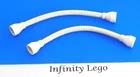 2 LEGO Vintage Technic White Flexible Hose 8.5 with Fixed Stud Ends Space 64230