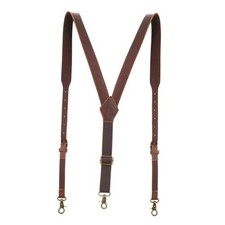Genuine Leather Suspenders for Men Heavy Duty Y Back Design Adjustable Straps