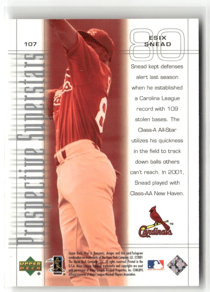 2001 Upper Deck Pros & Prospects #107 Esix Snead #/1250 ☘️R18 - Image 2 of 2